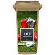 Your House Number Or Name & Street Name On A Chalkboard On The GrassWheelie Bin Sticker Panel